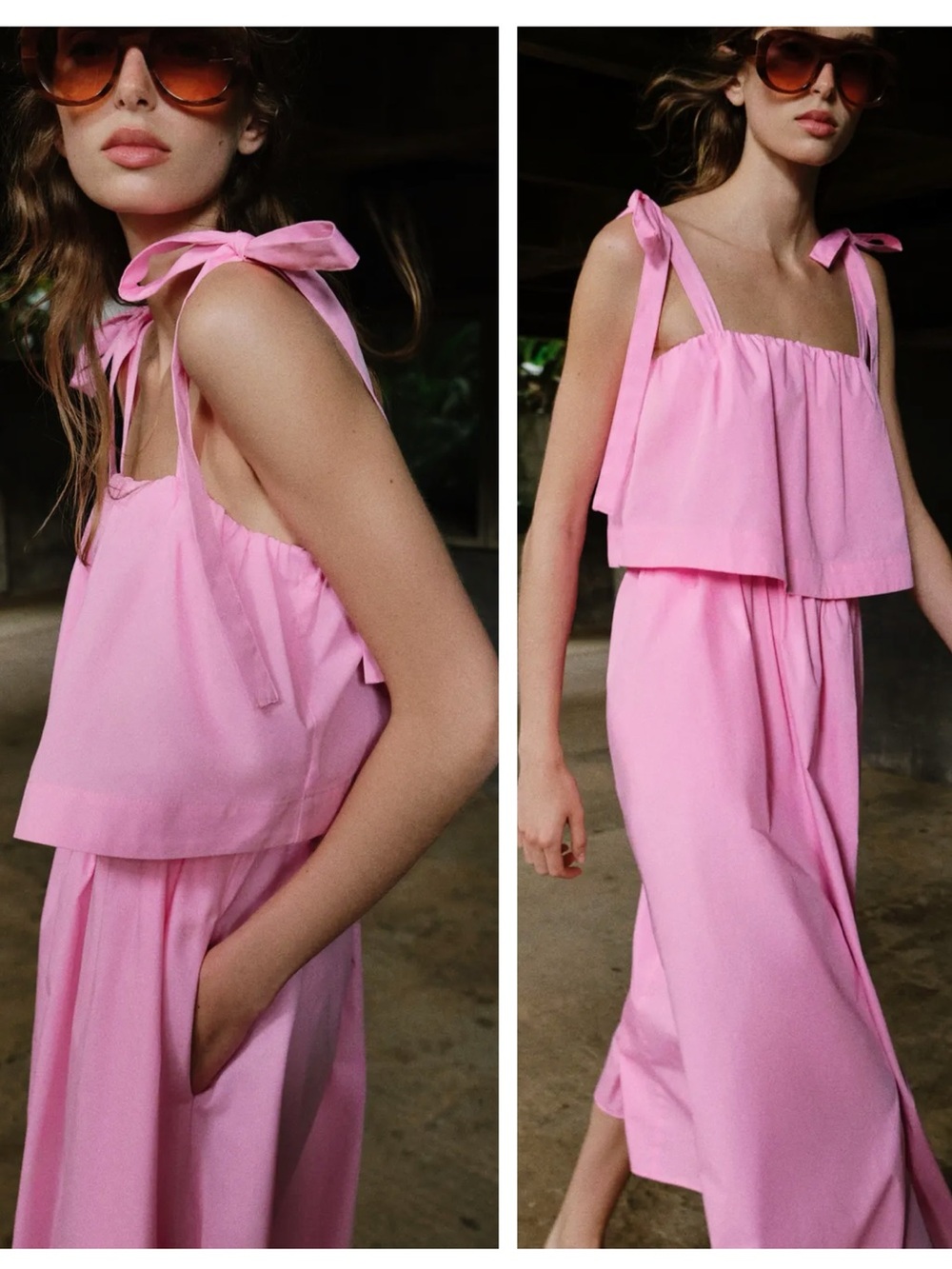 ZARA poplin tie midi dress